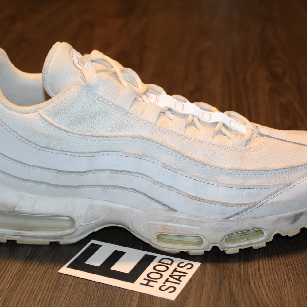 Nike Air Max 95 Triple White Mens Size 13 Sneakers - Picture 5 of 11